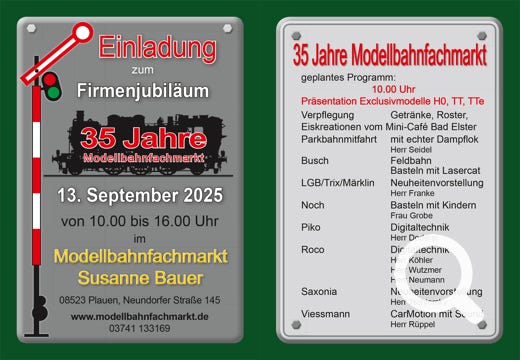 Modellbahnfachmarkt Jubiläum 35 Jahre 2025